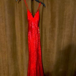 Red mermaid style prom dress